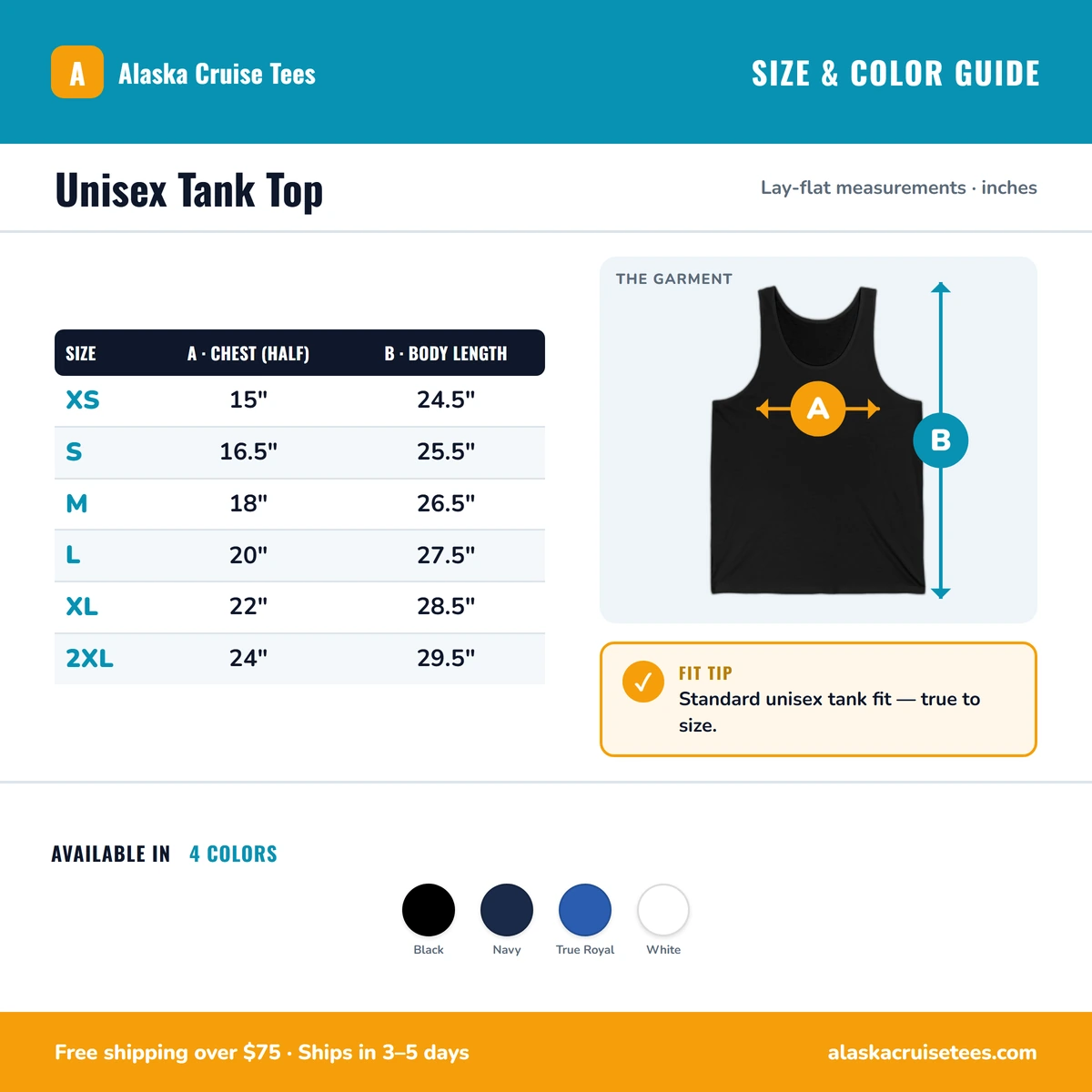Tank size & color guide