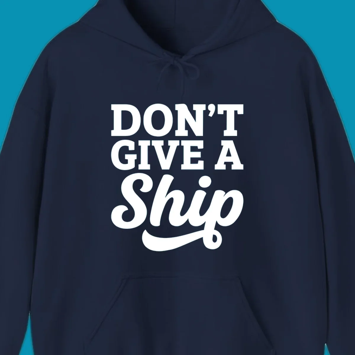 Don't give a ship cruise humor design with bold white lettering and decorative swash on gray background