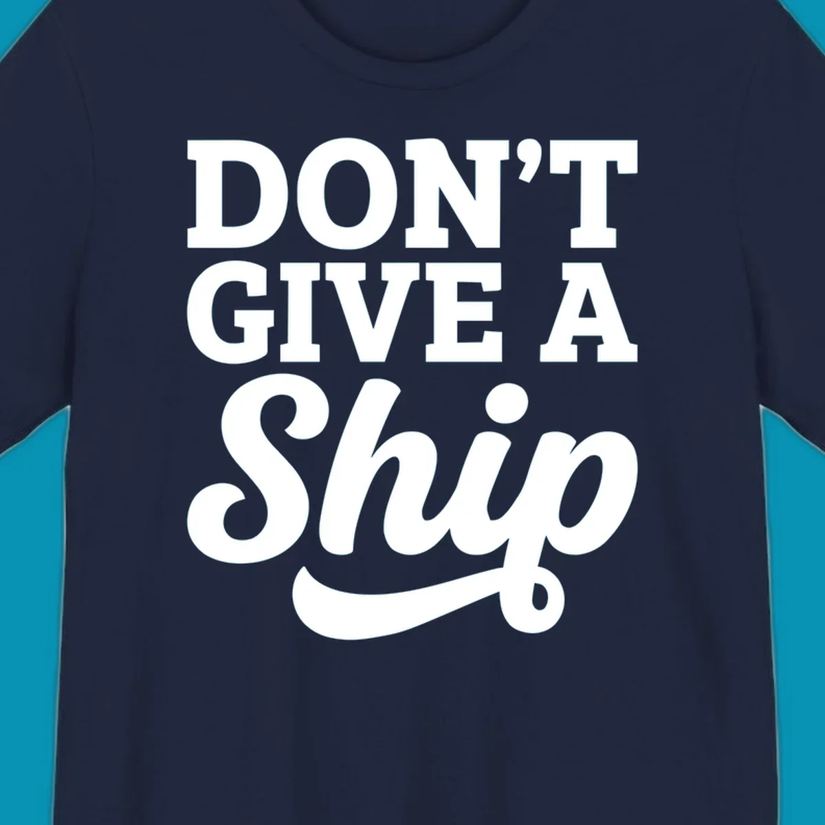 Don't give a ship cruise humor design with bold white lettering and decorative swash on gray background