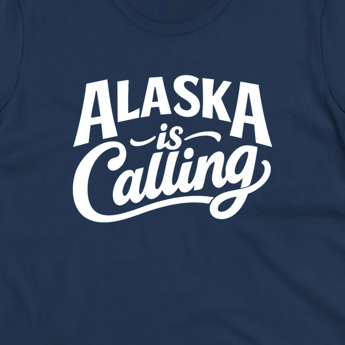 White text on a dark background reads 'ALASKA is Calling' with 'ALASKA' in a bold, blocky font and 'is Calling' in script. Primary keyword root: alaska-calling-mixed-fonts.