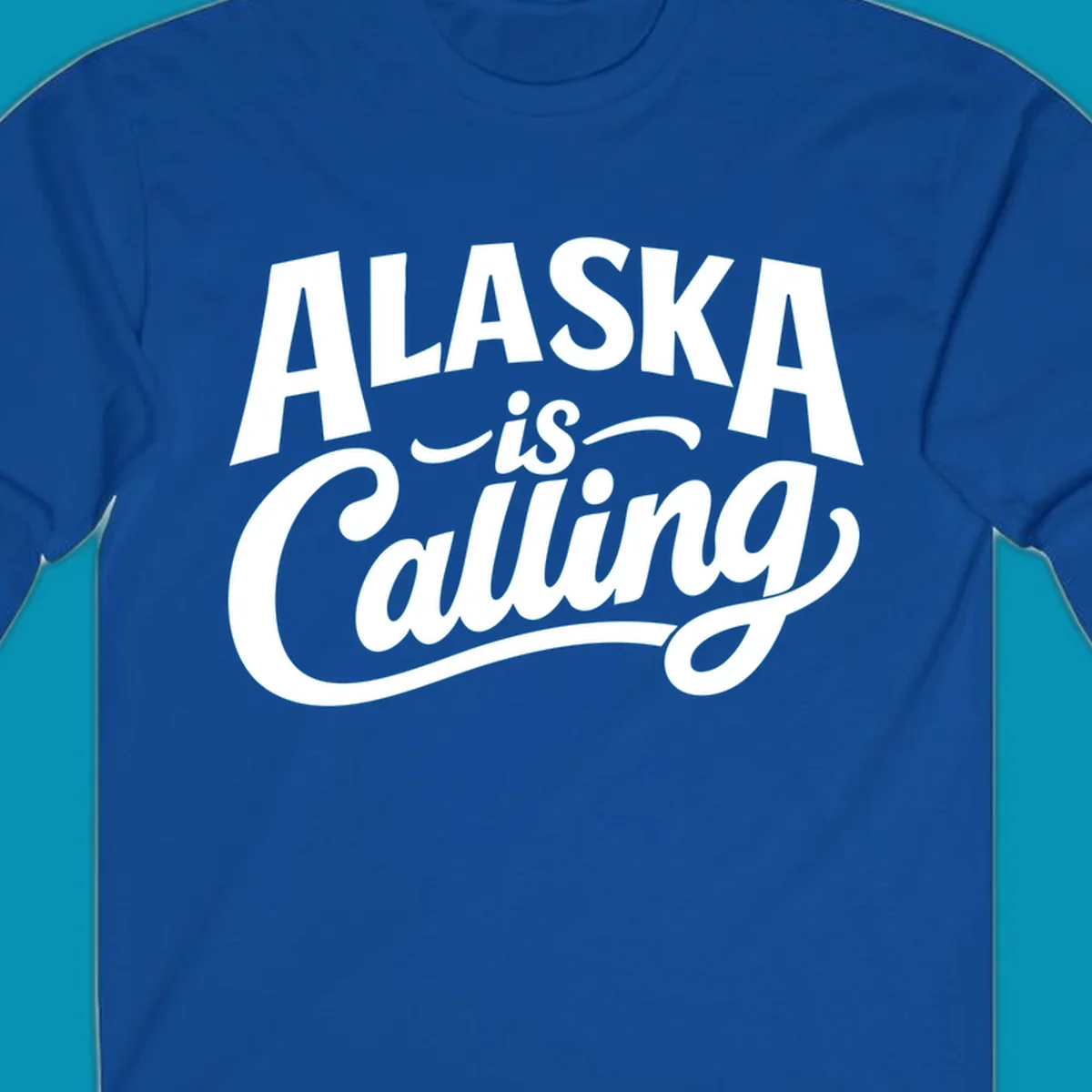White text on a dark background reads 'ALASKA is Calling' with 'ALASKA' in a bold, blocky font and 'is Calling' in script. Primary keyword root: alaska-calling-mixed-fonts.