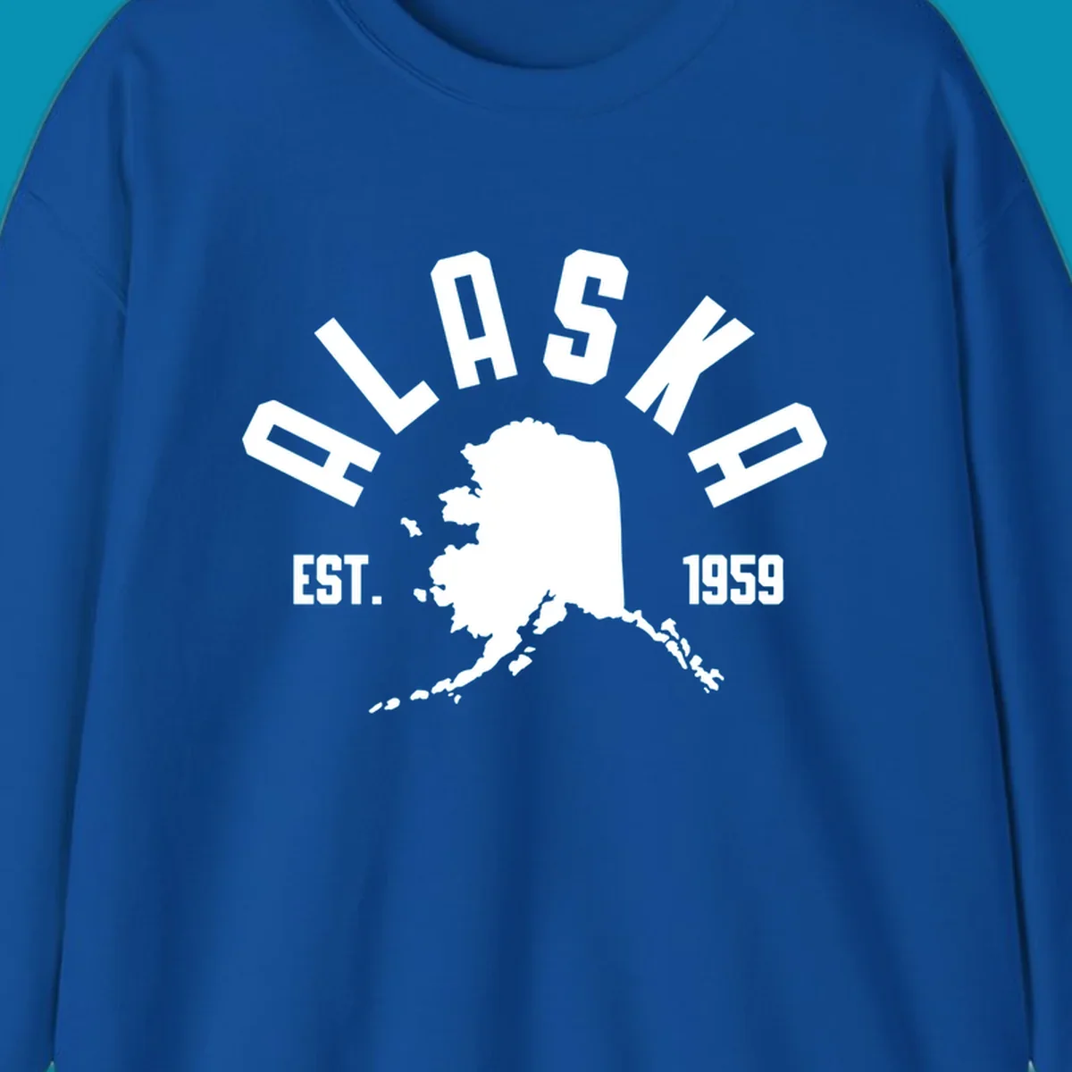 White design with 'ALASKA EST. 1959' over an Alaska map silhouette, celebrating the alaska-map-established-1959.