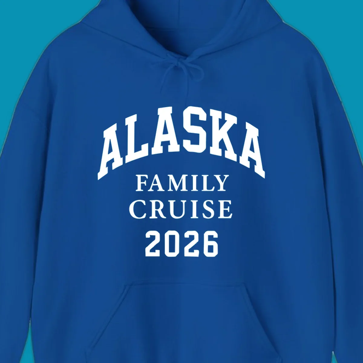 Bold white typography reading 'Alaska Family Cruise 2026' in arched lettering on gray background