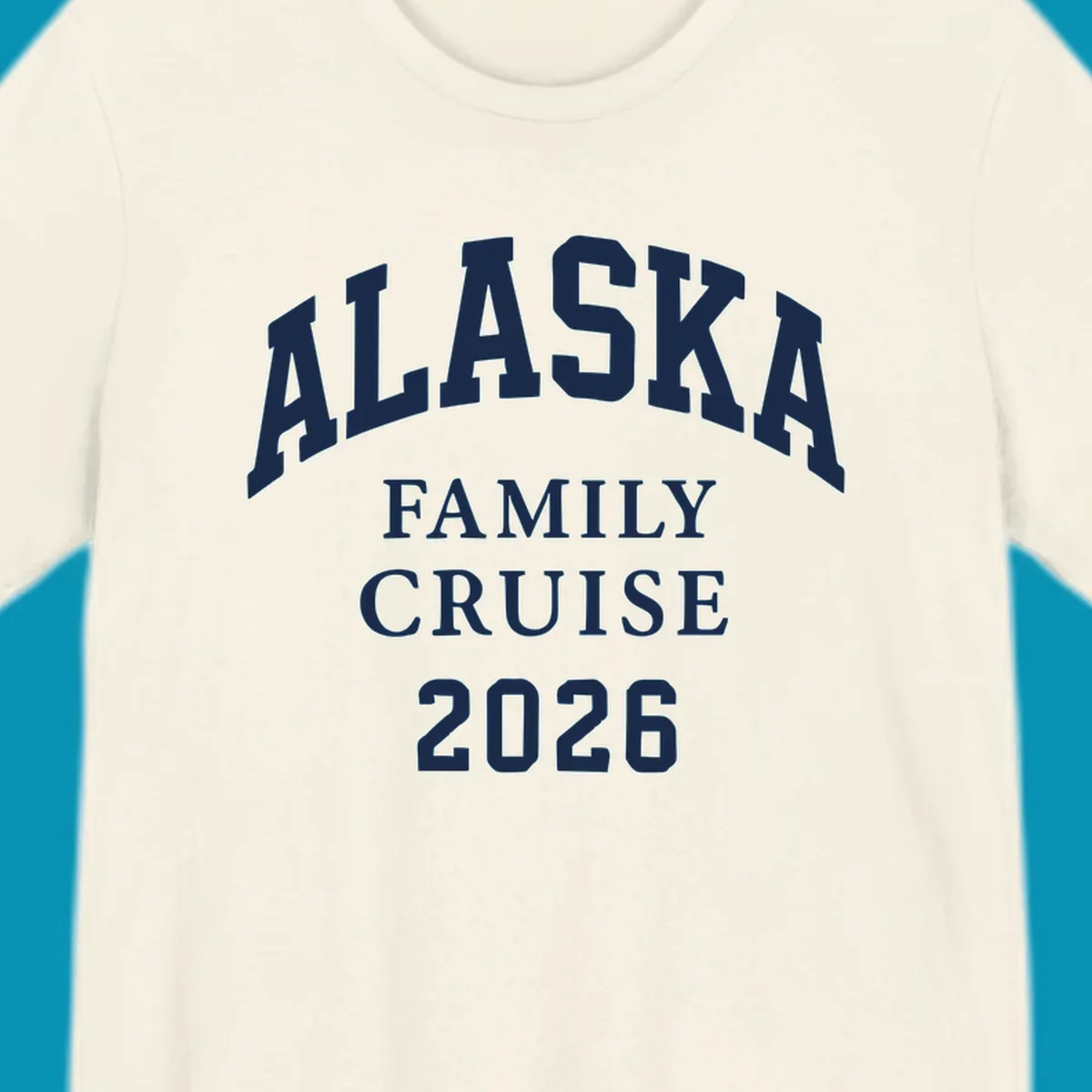 Bold white typography reading 'Alaska Family Cruise 2026' in arched lettering on gray background