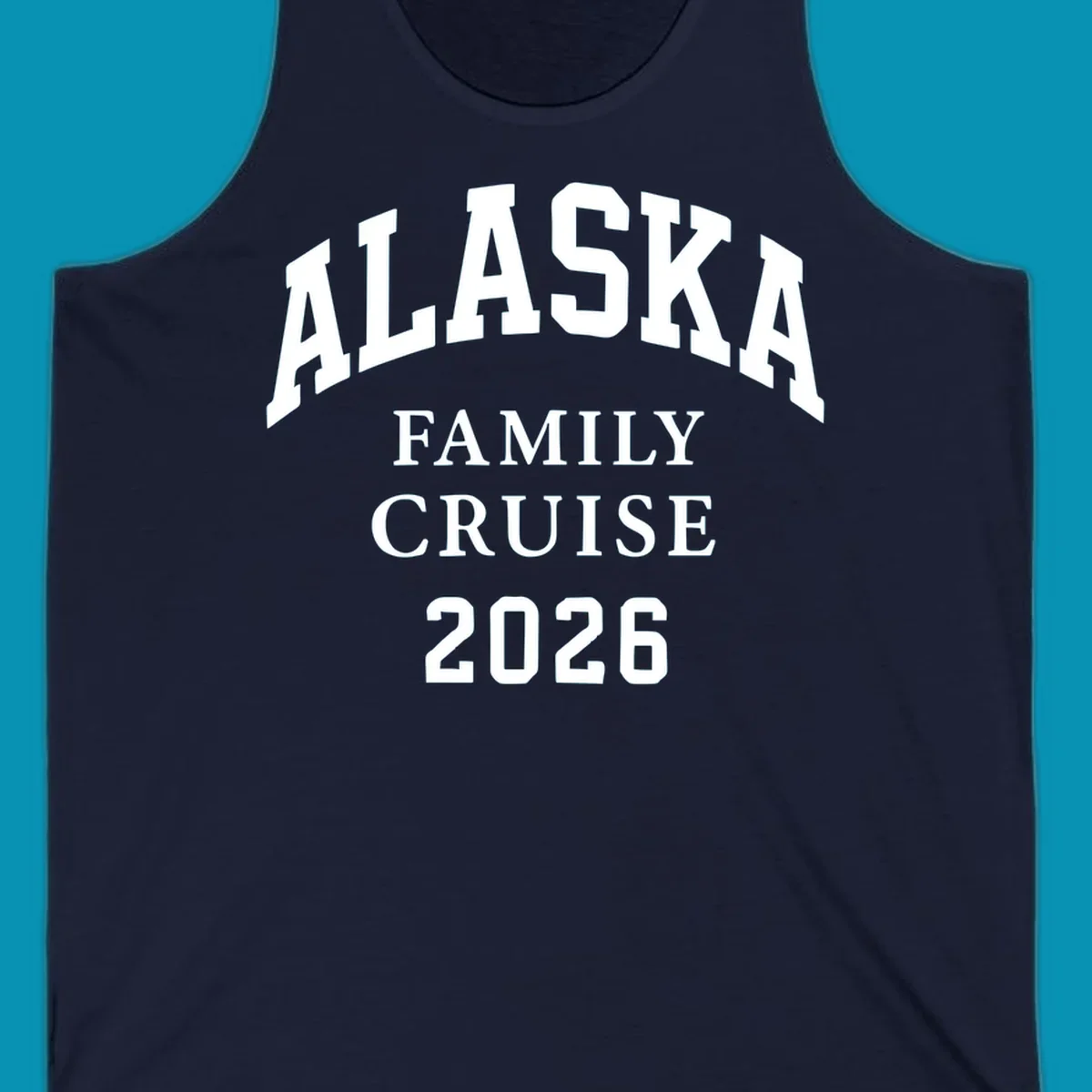 Bold white typography reading 'Alaska Family Cruise 2026' in arched lettering on gray background