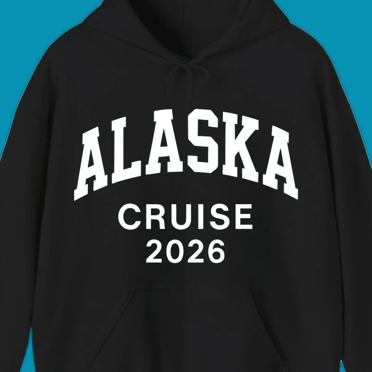 Bold white text reading 'ALASKA CRUISE 2026' in arched sans-serif lettering on gray background