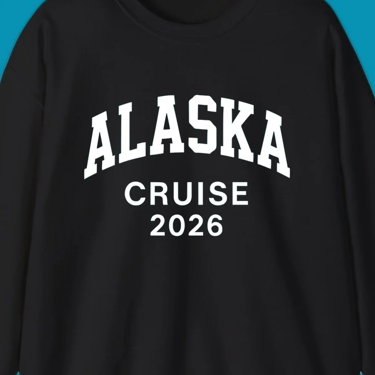 Bold white text reading 'ALASKA CRUISE 2026' in arched sans-serif lettering on gray background