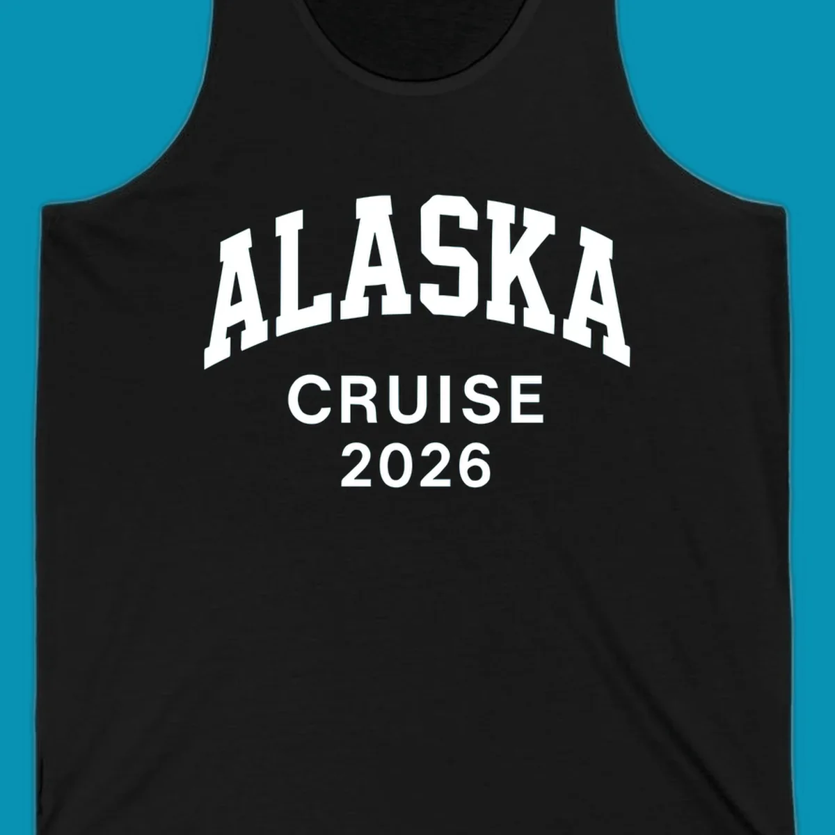 Bold white text reading 'ALASKA CRUISE 2026' in arched sans-serif lettering on gray background
