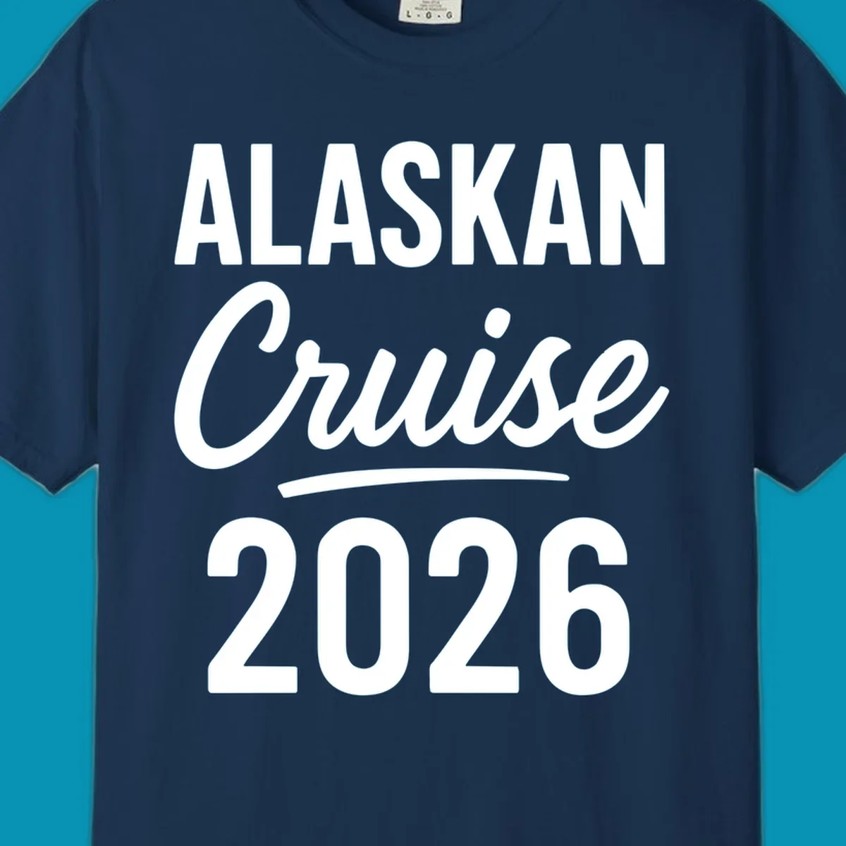Alaskan Cruise 2026 typography design with bold text and script lettering on gray background