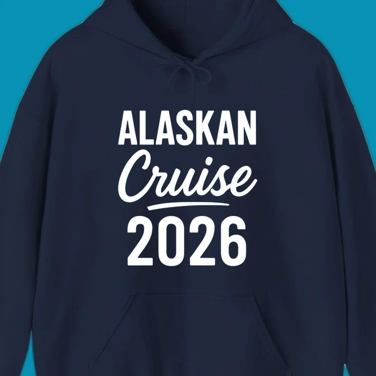 Alaskan Cruise 2026 typography design with bold text and script lettering on gray background