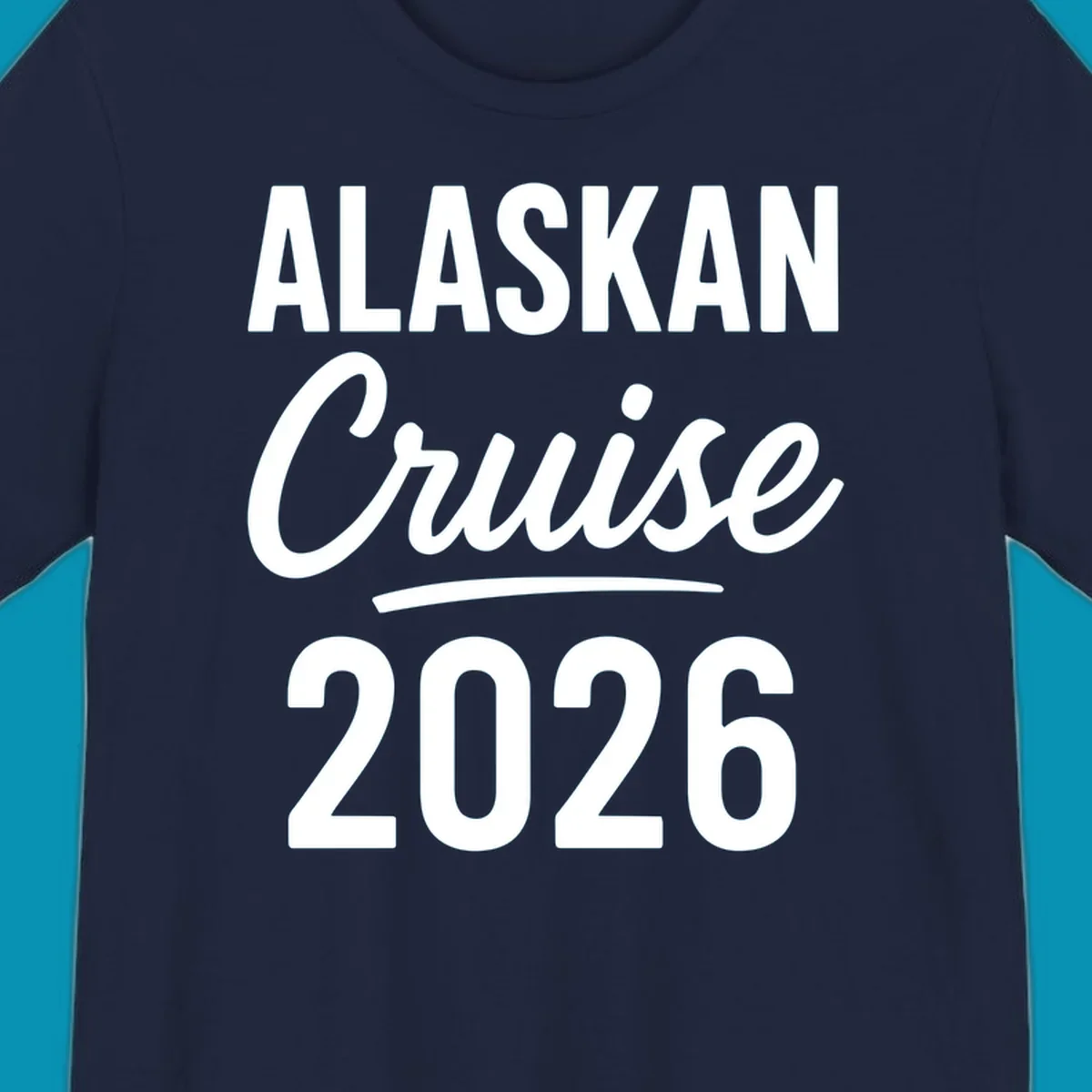 Alaskan Cruise 2026 typography design with bold text and script lettering on gray background