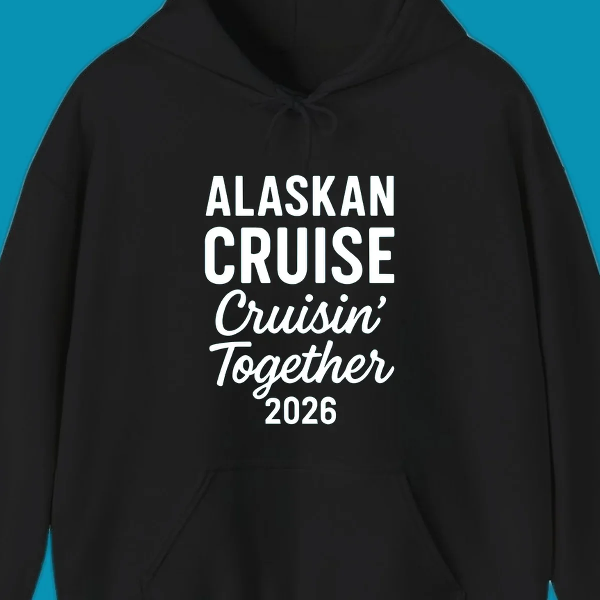 White text on gray background reading 'Alaskan Cruise Cruisin' Together 2026' in bold and script lettering