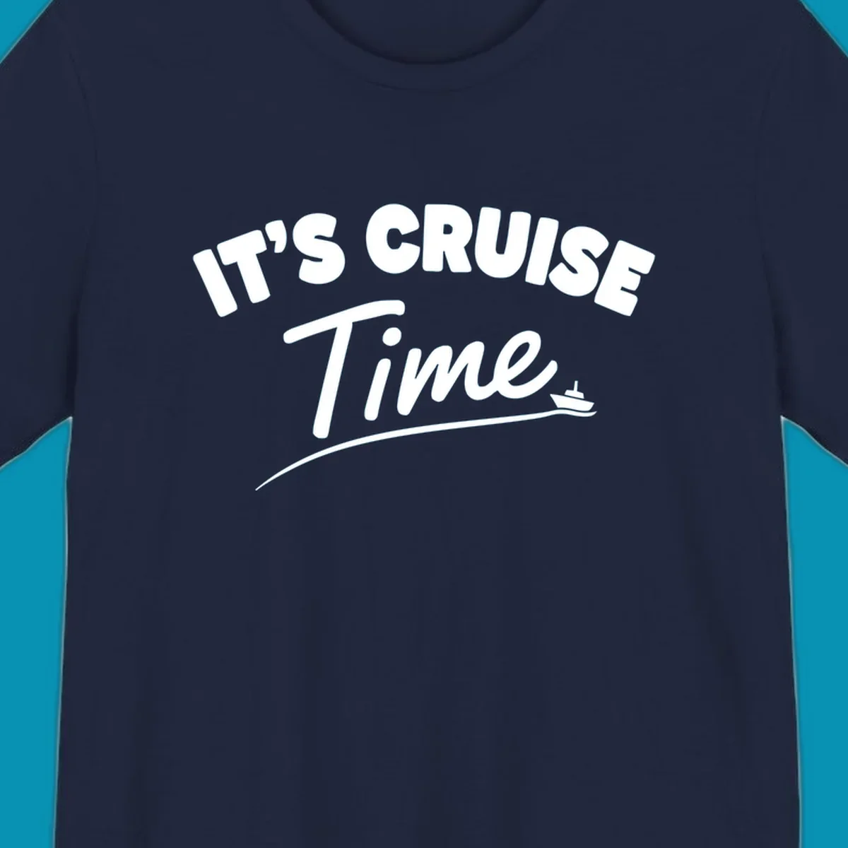 White text reading 'IT'S CRUISE TIME' with a small cruise ship and wave illustration on gray background