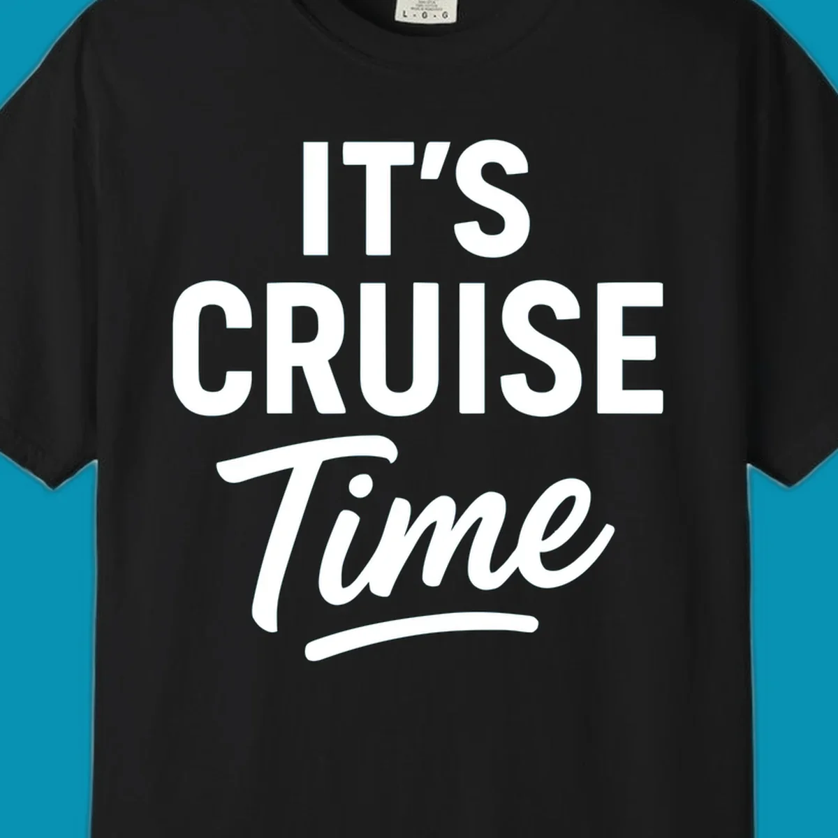 Bold white typography reading 'IT'S CRUISE Time' with decorative underline on gray background—cruise vacation shirt design