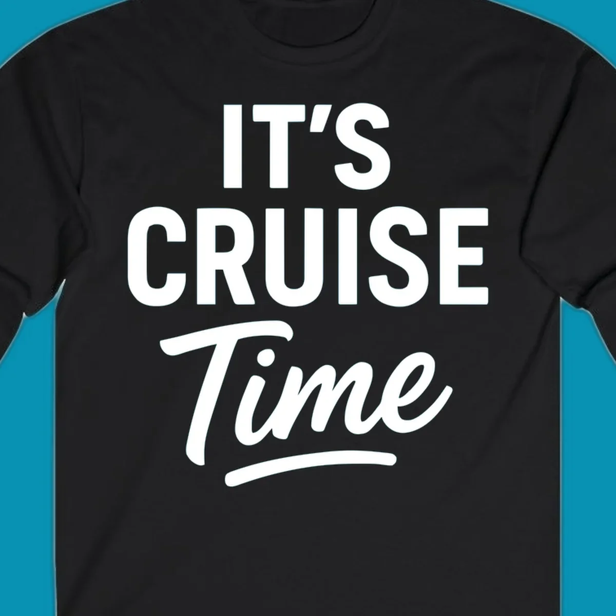 Bold white typography reading 'IT'S CRUISE Time' with decorative underline on gray background—cruise vacation shirt design