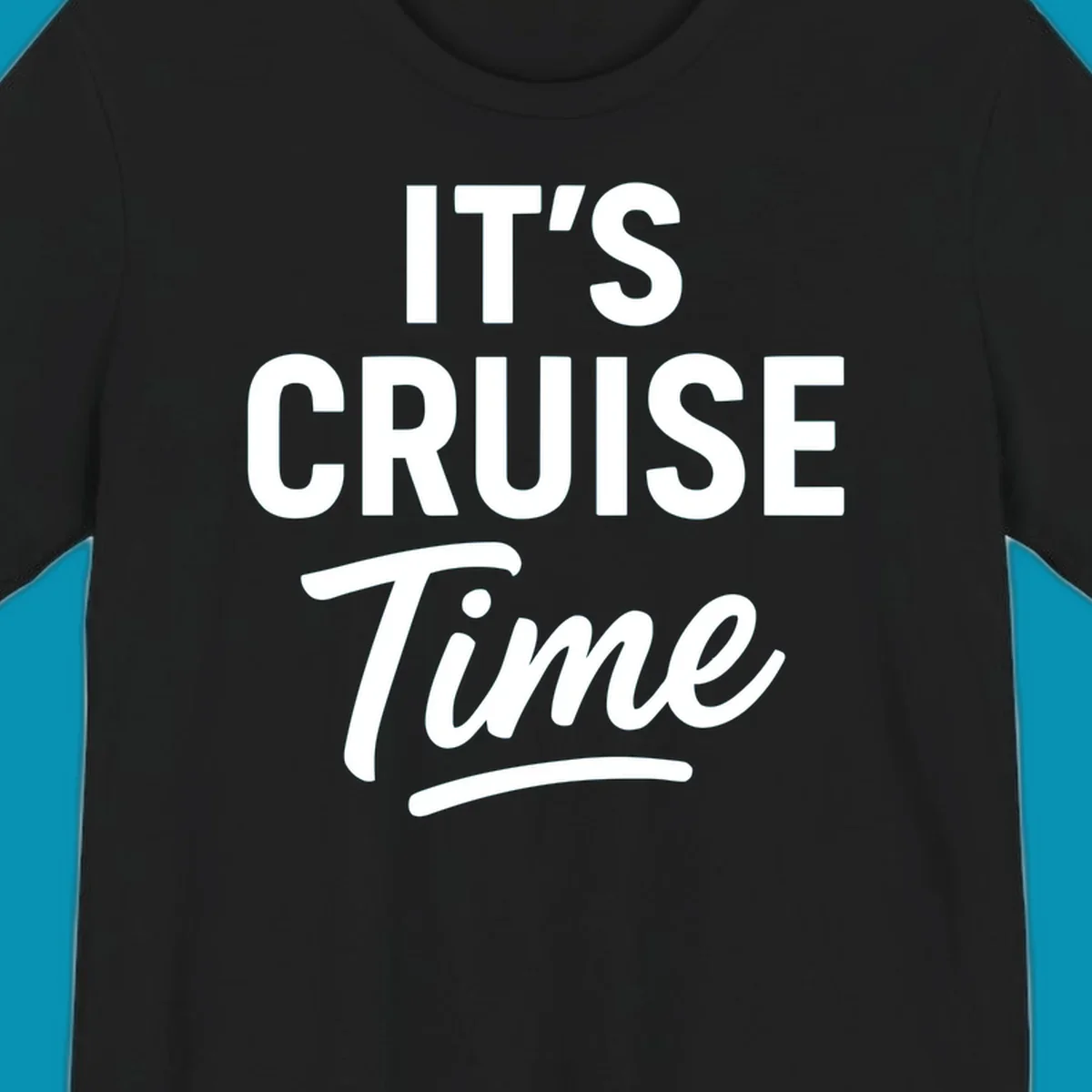 Bold white typography reading 'IT'S CRUISE Time' with decorative underline on gray background—cruise vacation shirt design