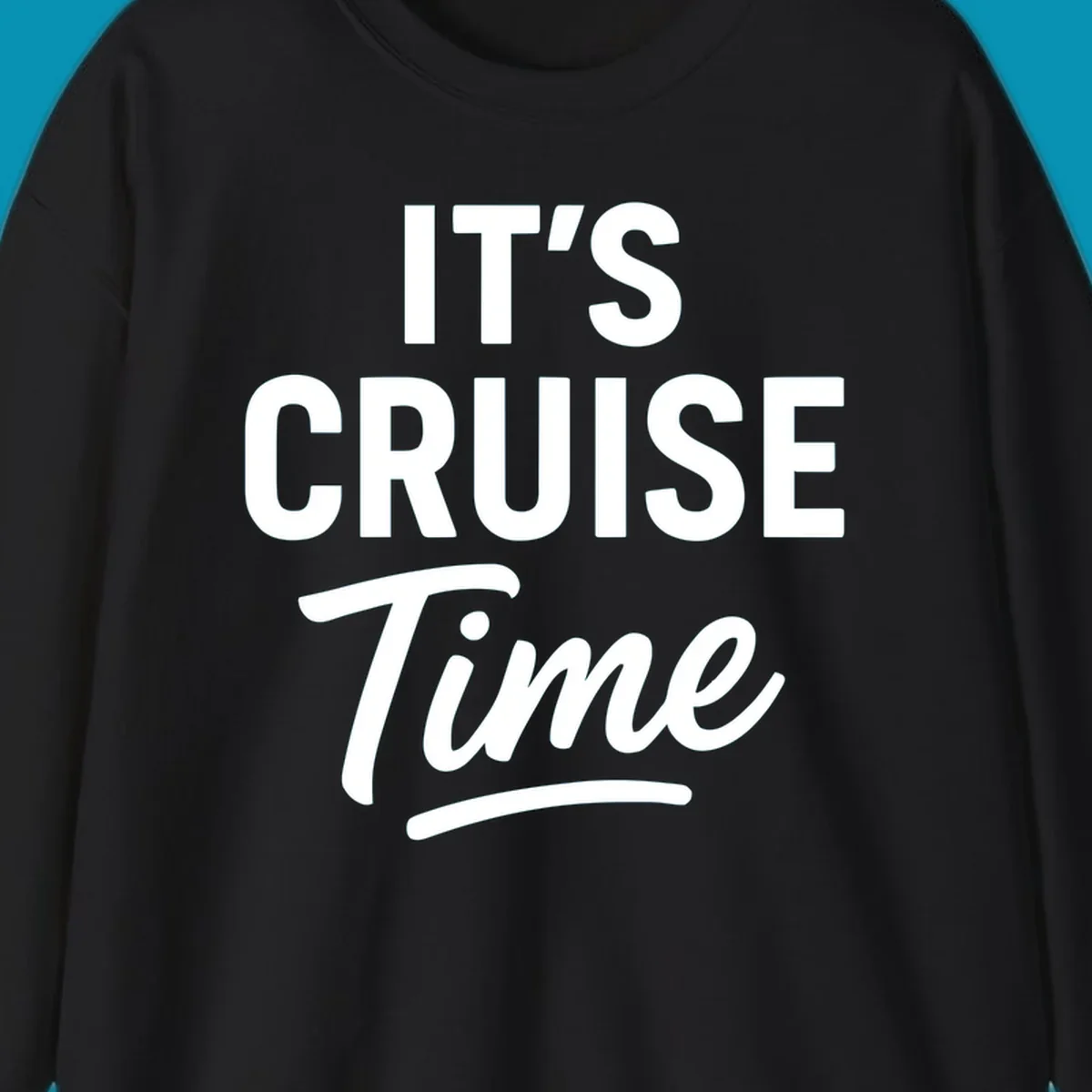 Bold white typography reading 'IT'S CRUISE Time' with decorative underline on gray background—cruise vacation shirt design