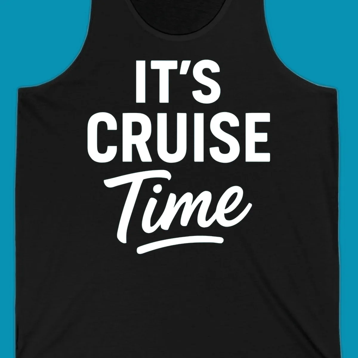 Bold white typography reading 'IT'S CRUISE Time' with decorative underline on gray background—cruise vacation shirt design