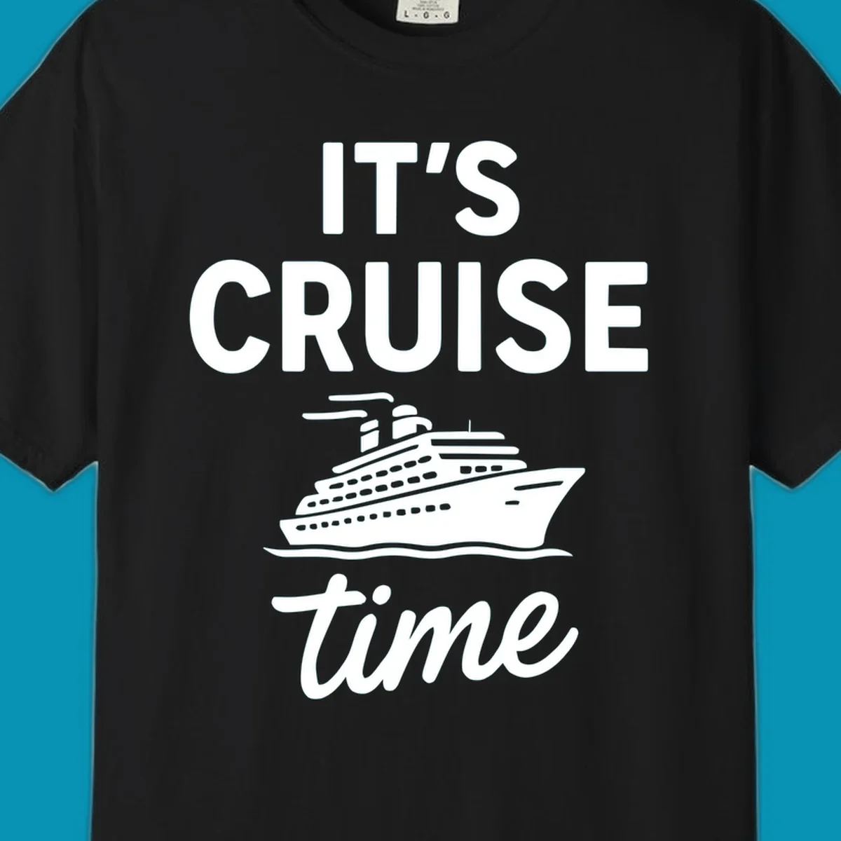White cruise ship illustration with 'IT'S CRUISE time' text on gray background - it's cruise time design