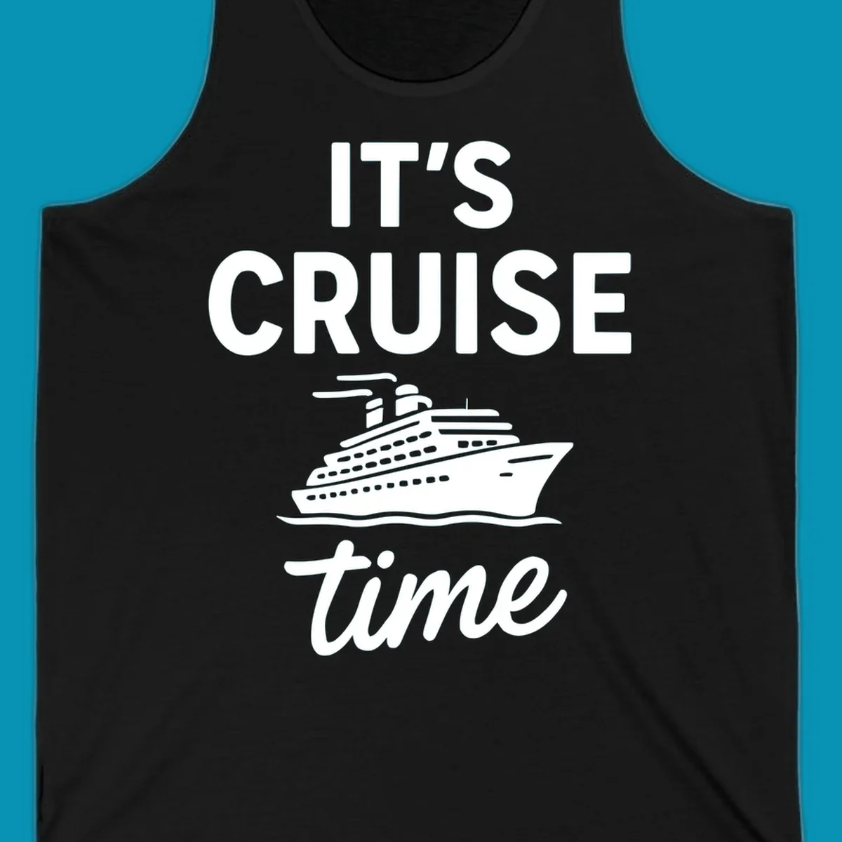White cruise ship illustration with 'IT'S CRUISE time' text on gray background - it's cruise time design