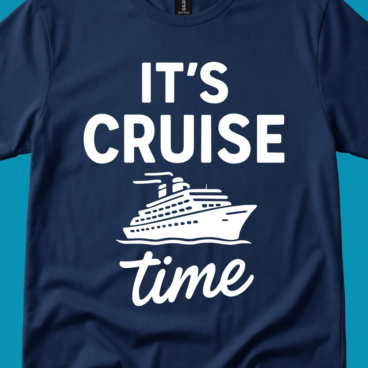 White cruise ship illustration with 'IT'S CRUISE time' text on gray background - it's cruise time design