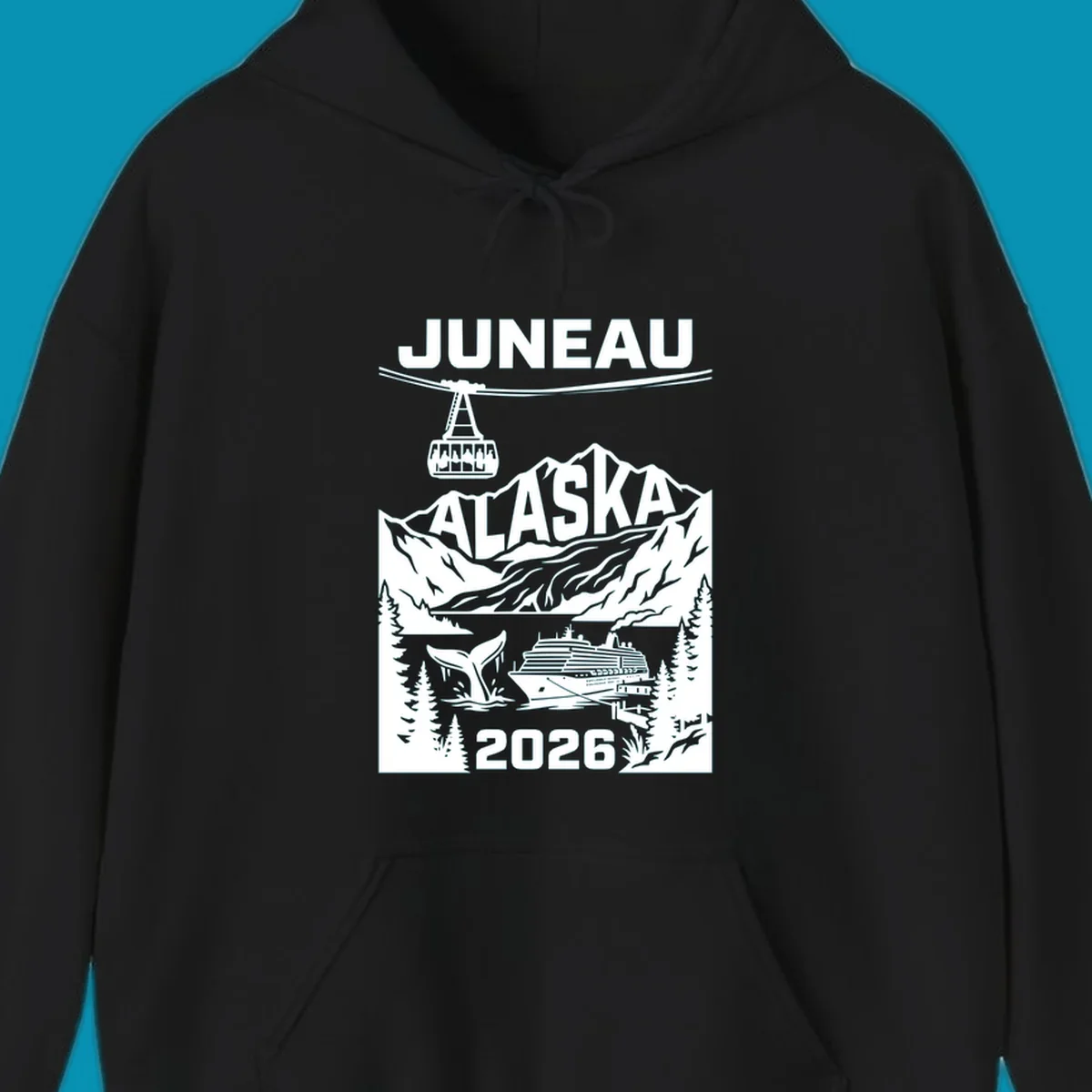 Alaska cruise-themed apparel design featuring vibrant vacation imagery for group-matching cruise shirts