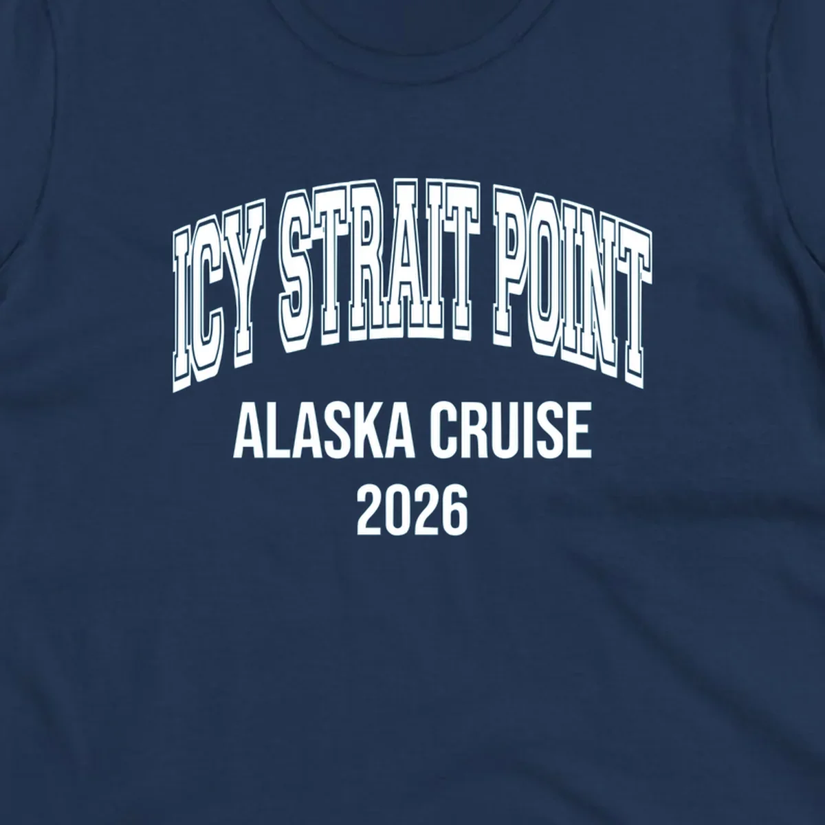 Bold 3D outlined text reading 'Dry Strait Point Alaska Cruise 2026' in white lettering on gray background