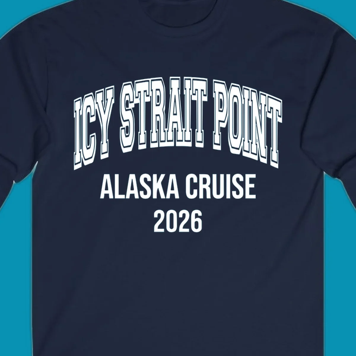 Bold 3D outlined text reading 'Dry Strait Point Alaska Cruise 2026' in white lettering on gray background