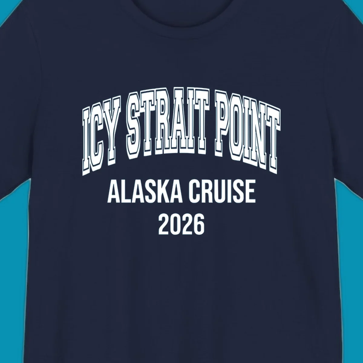 Bold 3D outlined text reading 'Dry Strait Point Alaska Cruise 2026' in white lettering on gray background