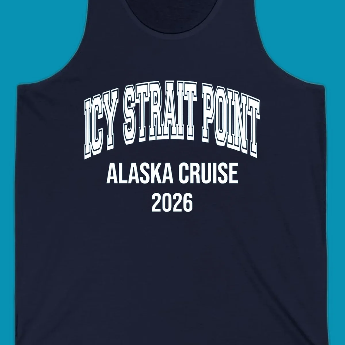 Bold 3D outlined text reading 'Dry Strait Point Alaska Cruise 2026' in white lettering on gray background