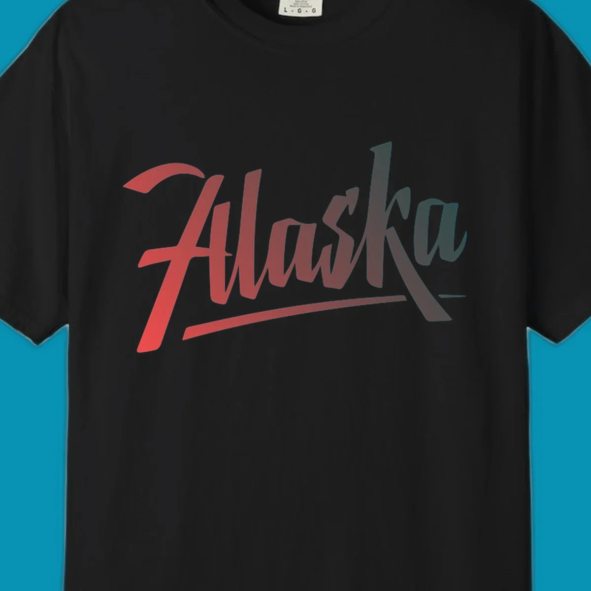 Colorful upward trending arrow design with wavy graph lines, transitioning from red to teal, symbolizing Alaska cruise excitement and positive momentum.