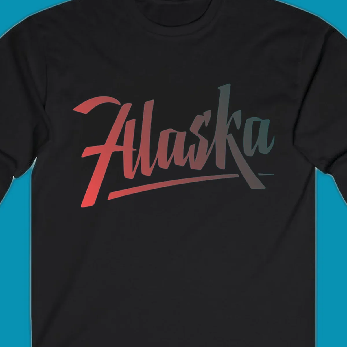Colorful upward trending arrow design with wavy graph lines, transitioning from red to teal, symbolizing Alaska cruise excitement and positive momentum.