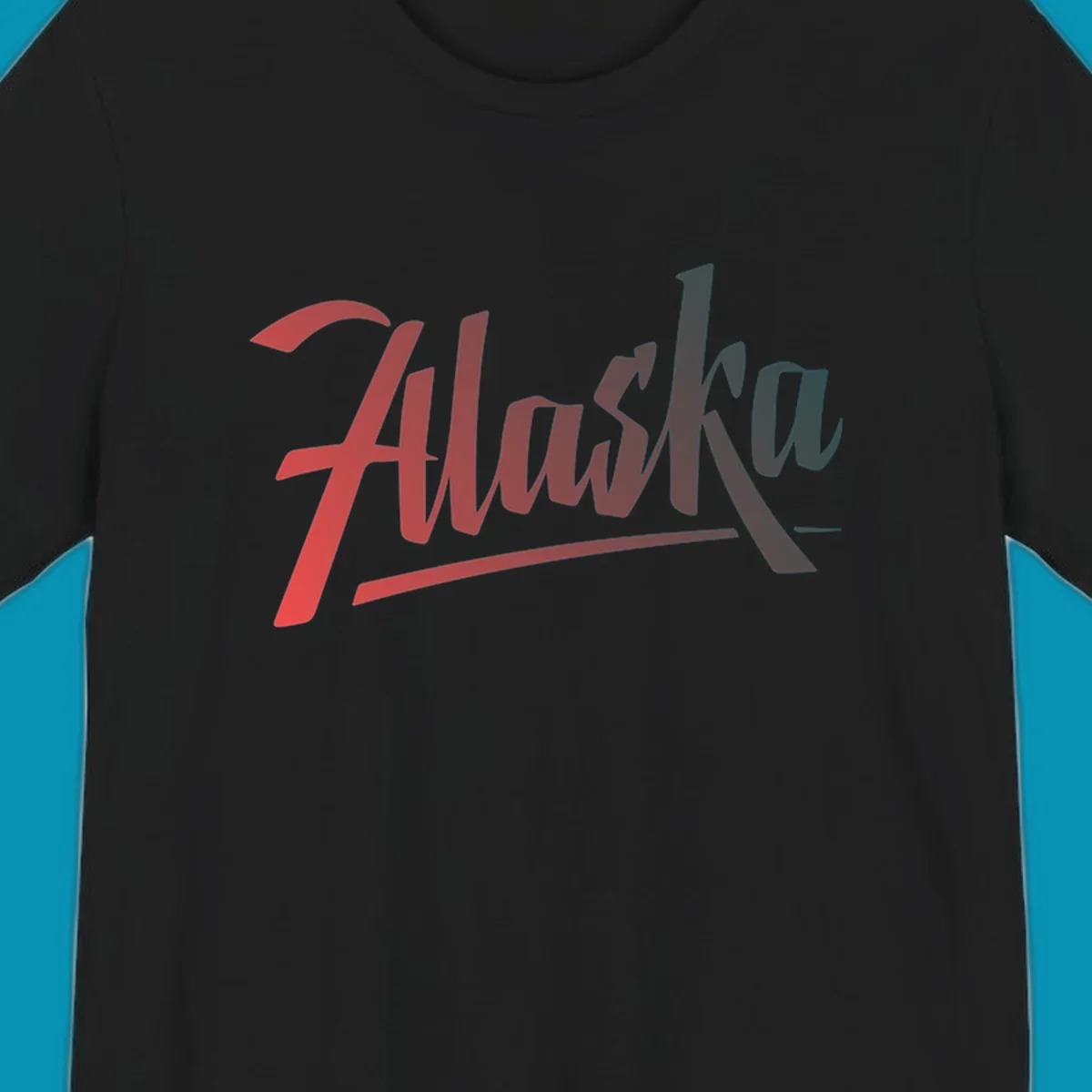 Colorful upward trending arrow design with wavy graph lines, transitioning from red to teal, symbolizing Alaska cruise excitement and positive momentum.