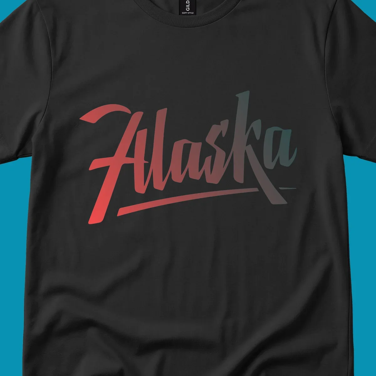Colorful upward trending arrow design with wavy graph lines, transitioning from red to teal, symbolizing Alaska cruise excitement and positive momentum.