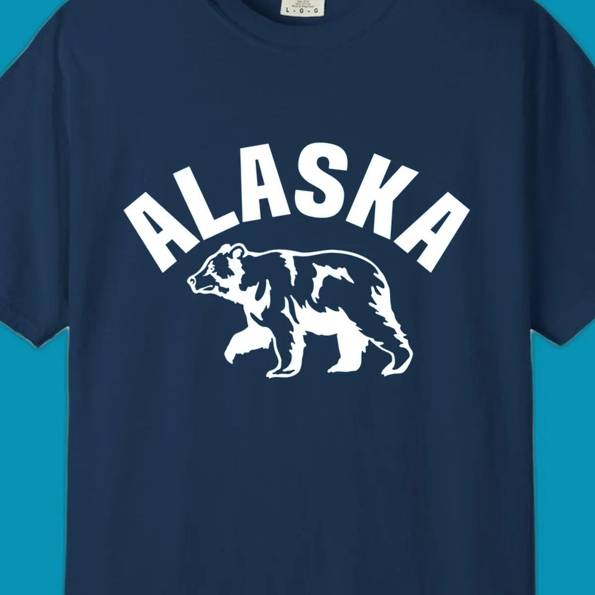 Alaska bear wildlife silhouette design with bold lettering for cruise apparel