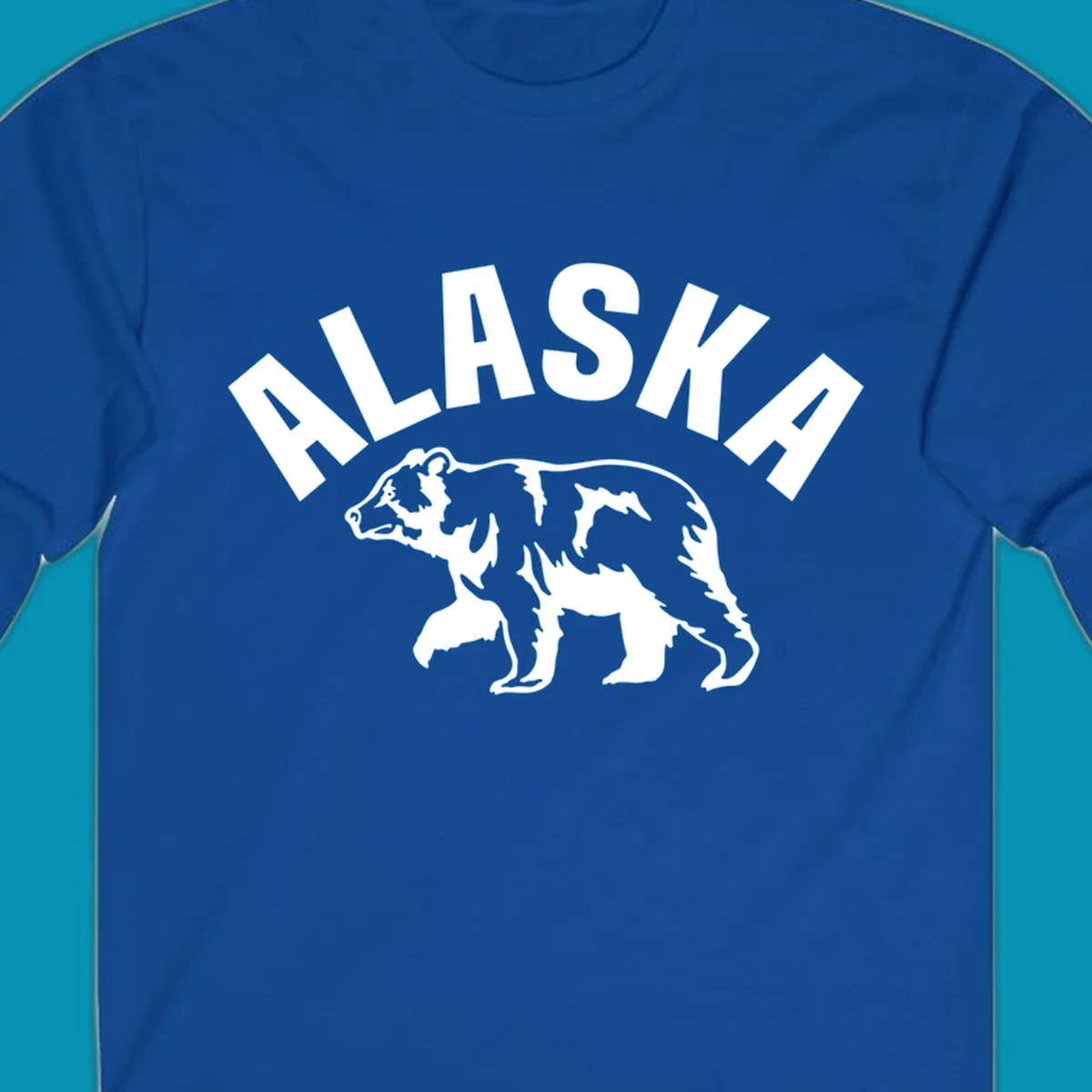 Alaska bear wildlife silhouette design with bold lettering for cruise apparel