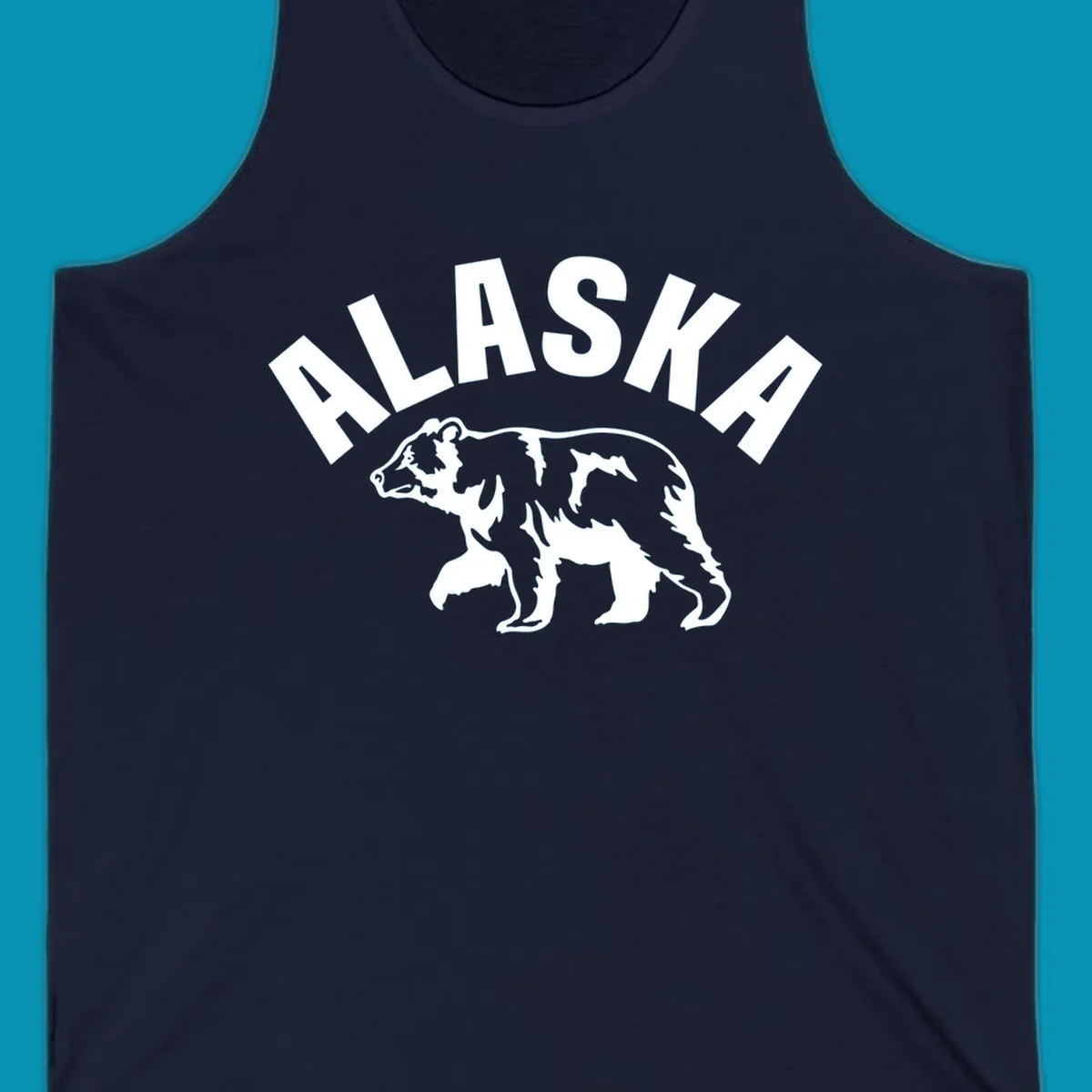 Alaska bear wildlife silhouette design with bold lettering for cruise apparel