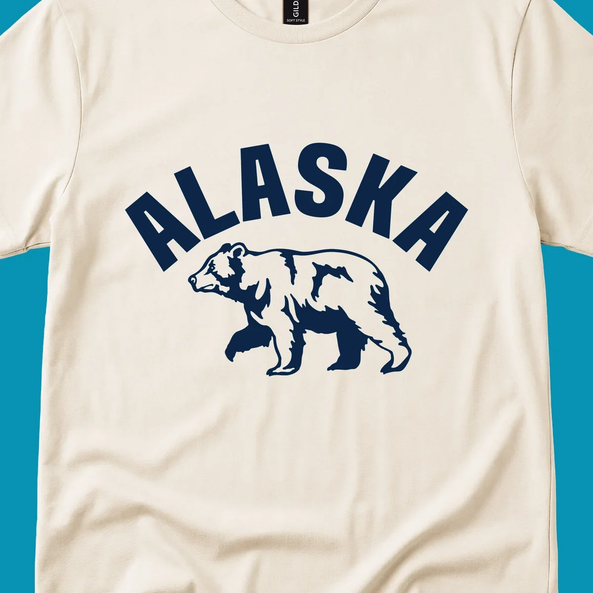 Alaska bear wildlife silhouette design with bold lettering for cruise apparel