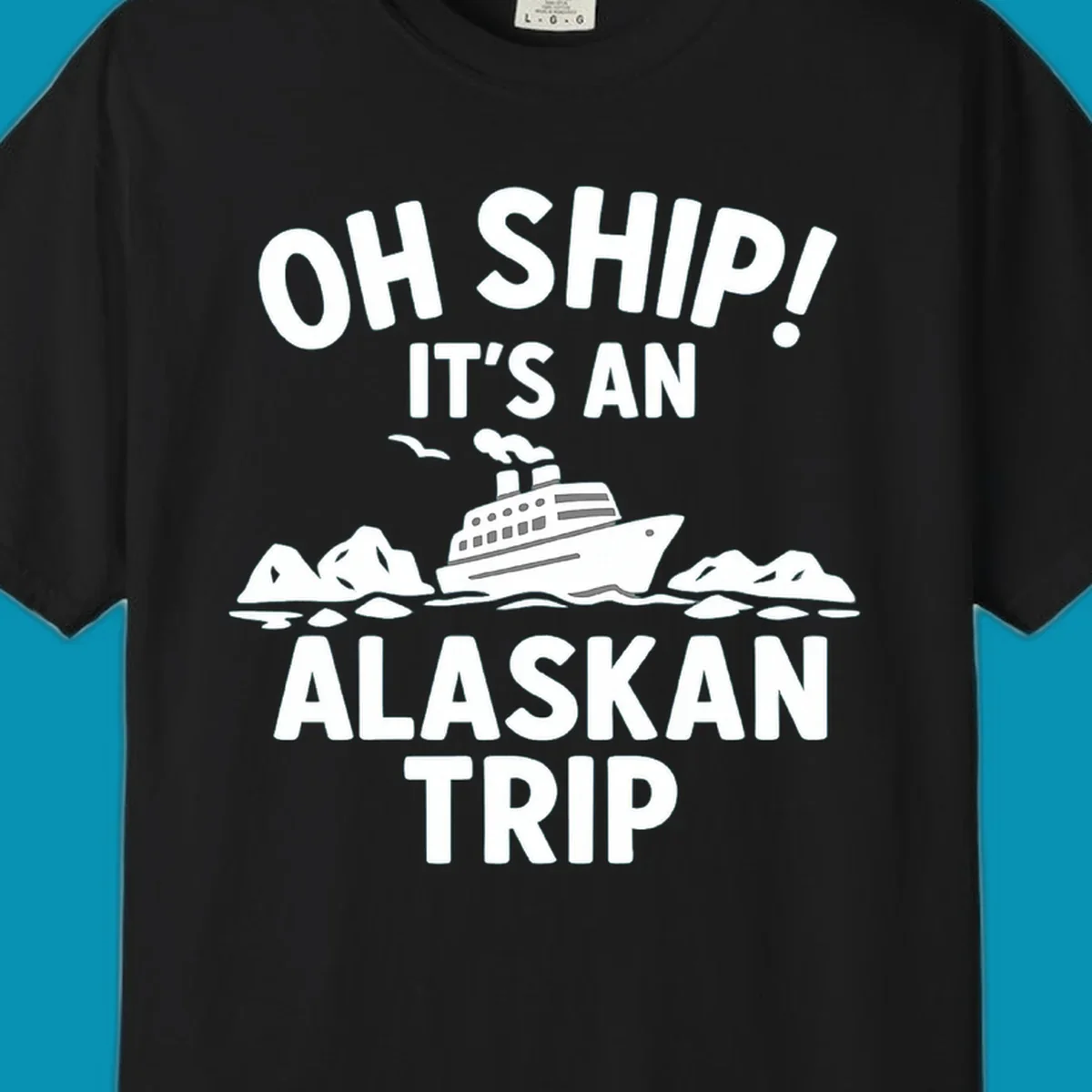 Oh ship alaskan cruise design with cruise ship sailing through icebergs and arctic waters with seagulls