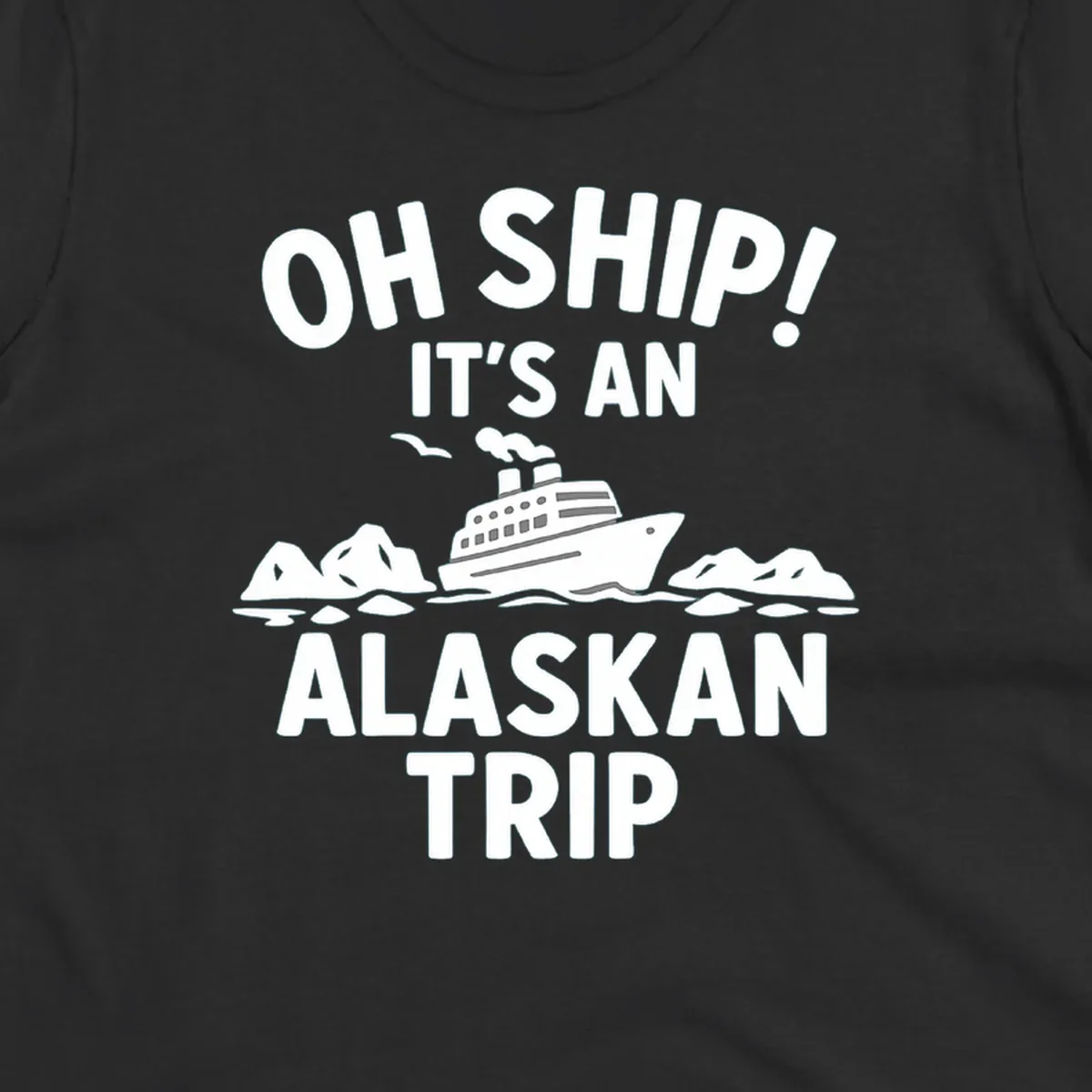 Oh ship alaskan cruise design with cruise ship sailing through icebergs and arctic waters with seagulls