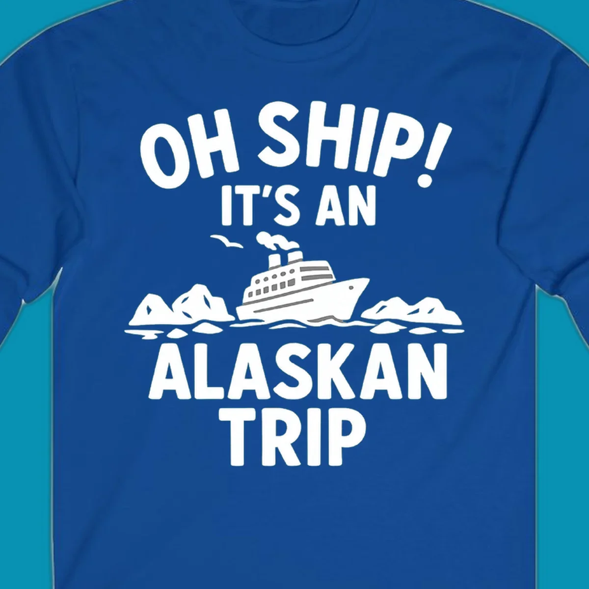 Oh ship alaskan cruise design with cruise ship sailing through icebergs and arctic waters with seagulls