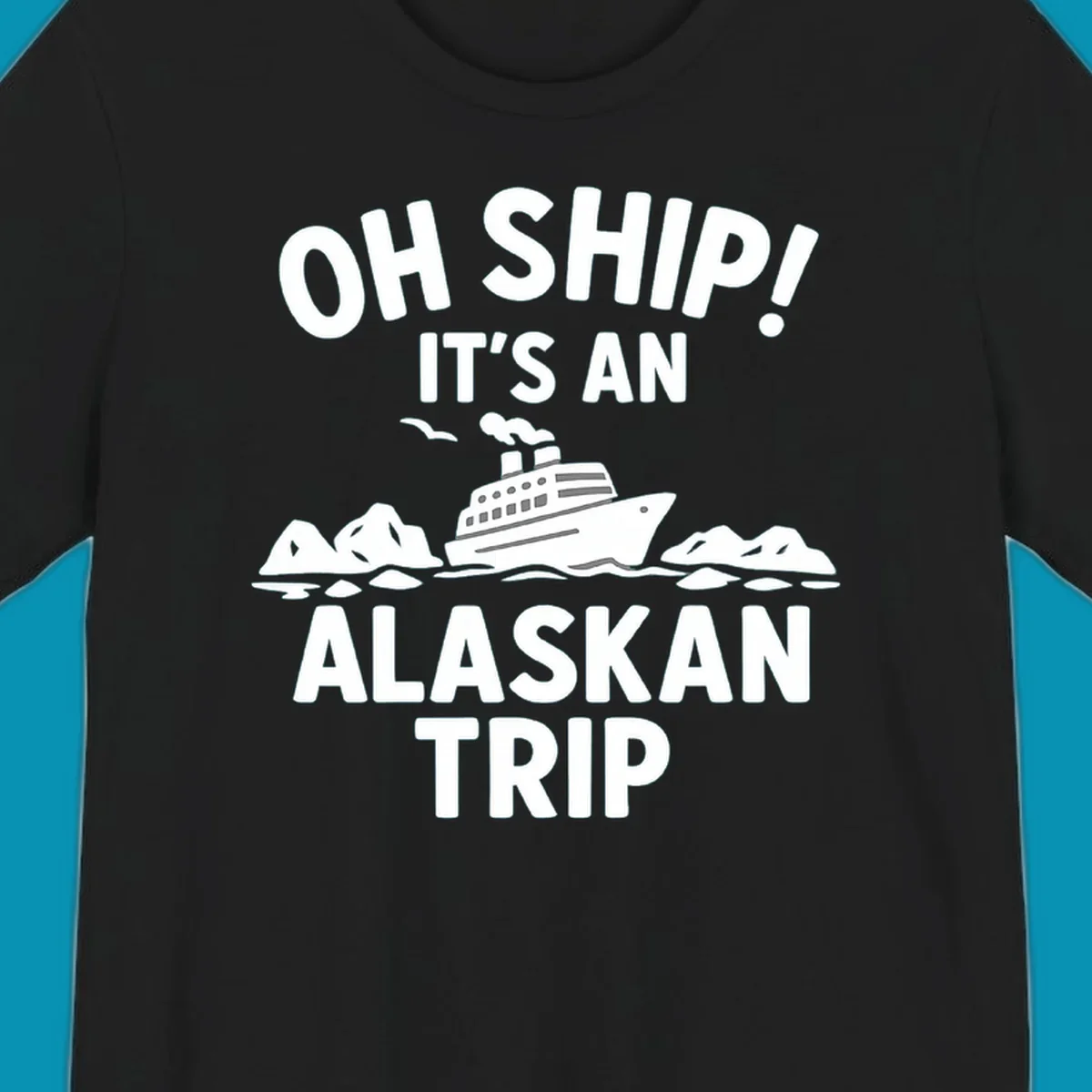 Oh ship alaskan cruise design with cruise ship sailing through icebergs and arctic waters with seagulls