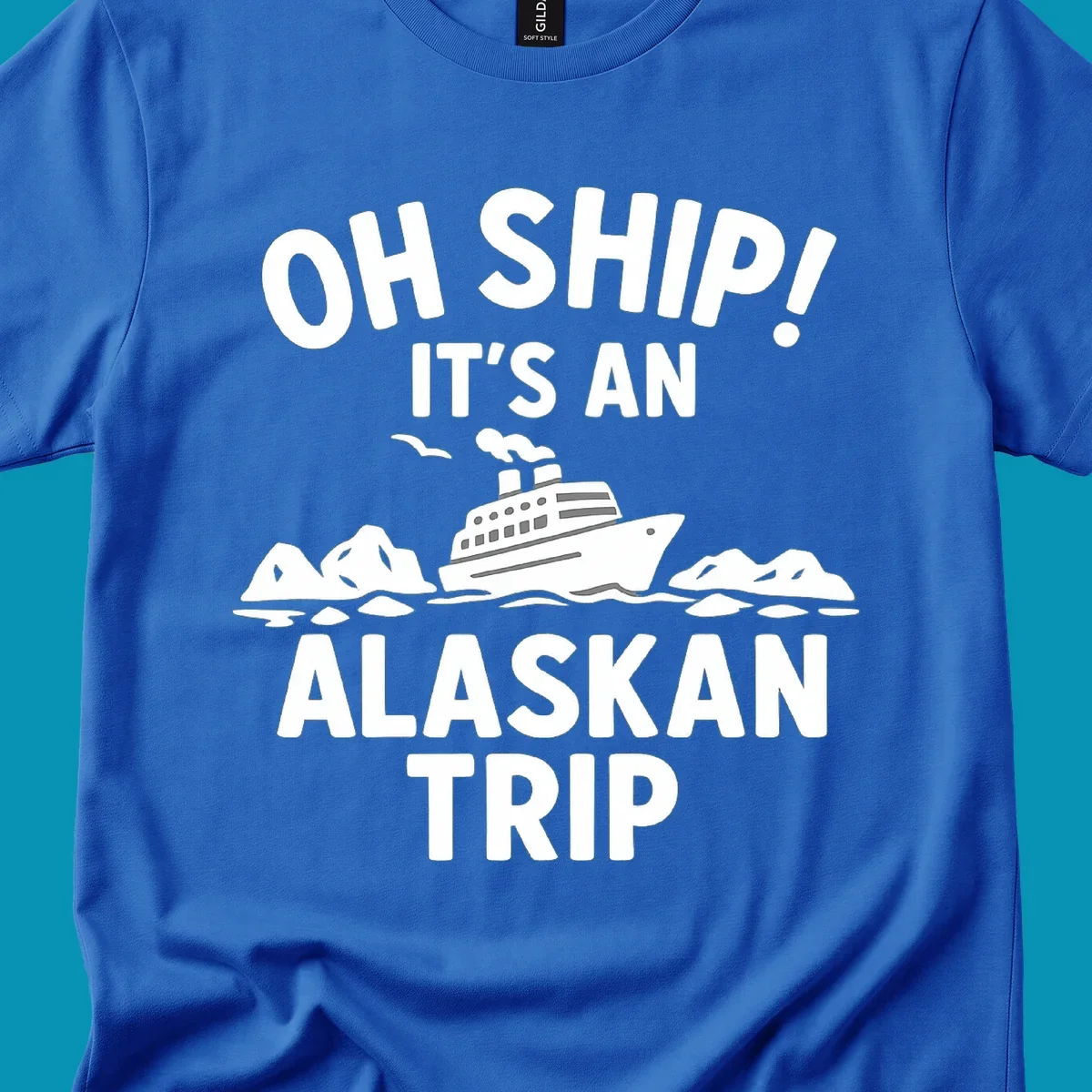 Oh ship alaskan cruise design with cruise ship sailing through icebergs and arctic waters with seagulls
