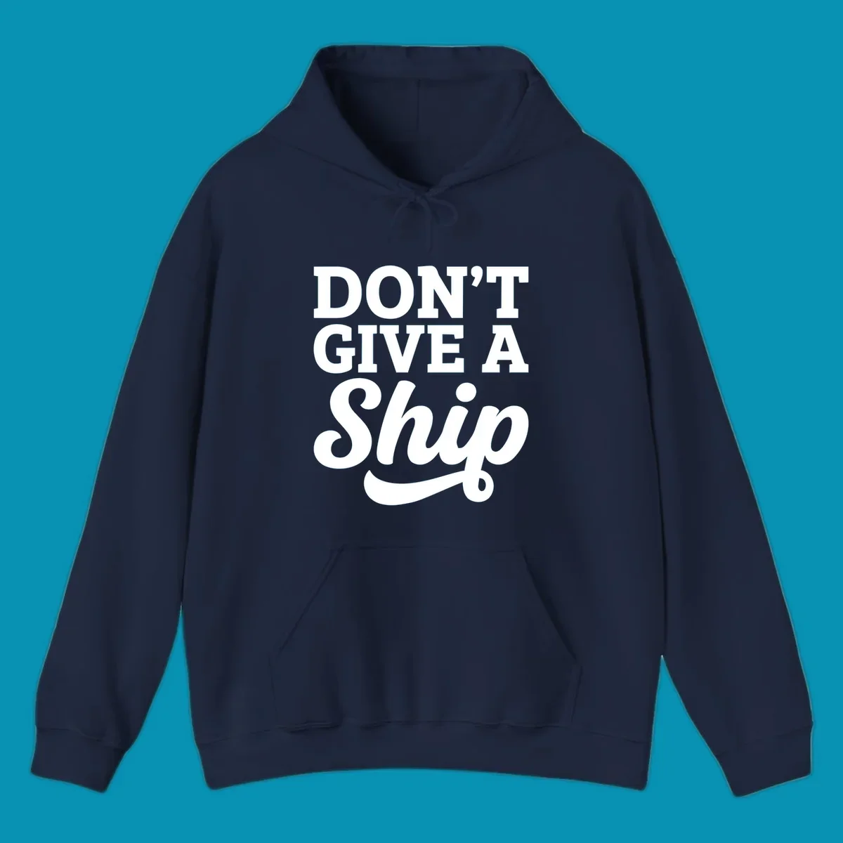 Don't give a ship cruise humor design with bold white lettering and decorative swash on gray background