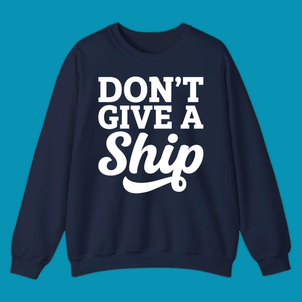 Don't give a ship cruise humor design with bold white lettering and decorative swash on gray background