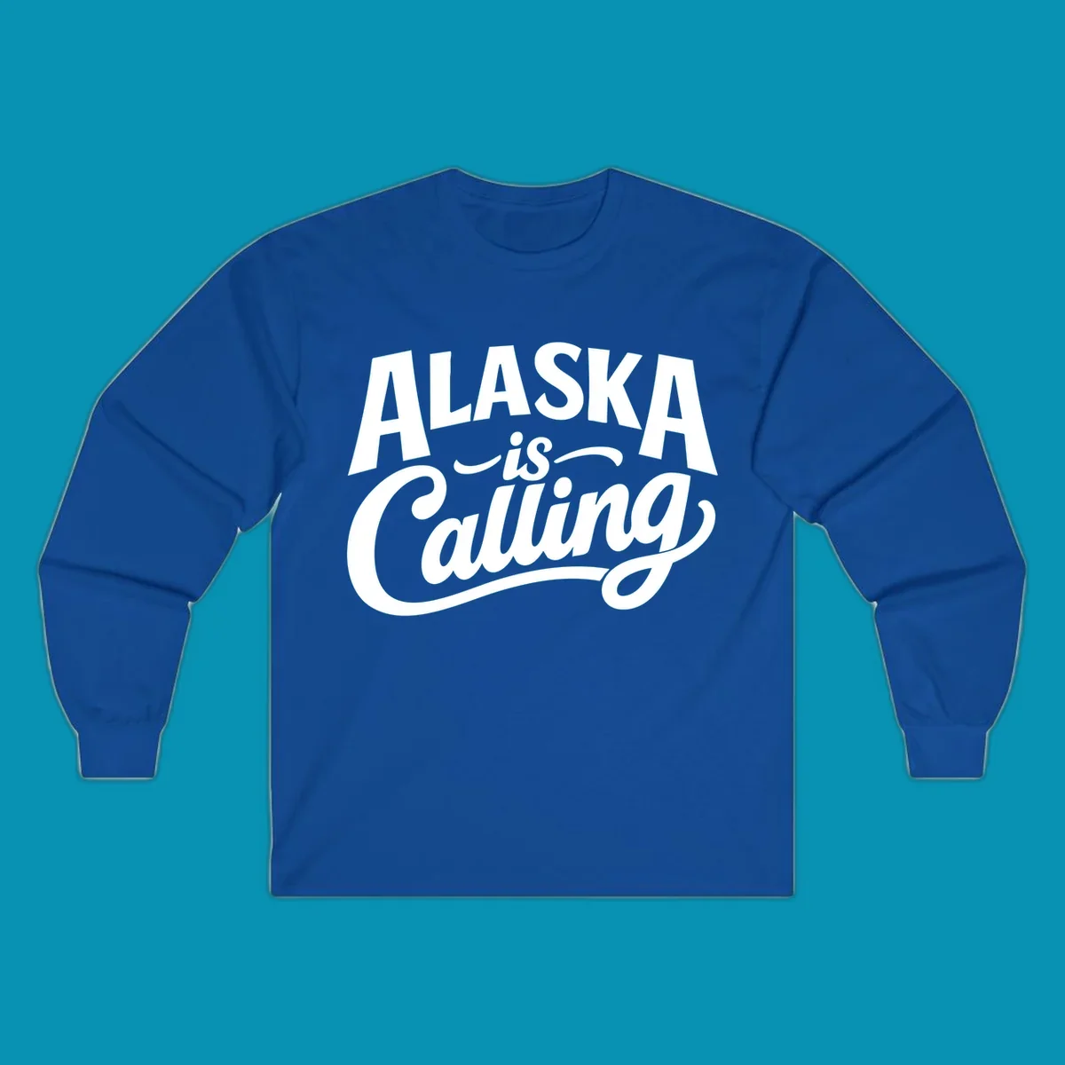 White text on a dark background reads 'ALASKA is Calling' with 'ALASKA' in a bold, blocky font and 'is Calling' in script. Primary keyword root: alaska-calling-mixed-fonts.