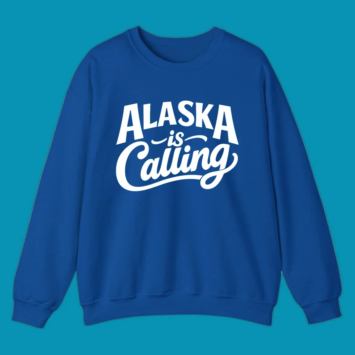 White text on a dark background reads 'ALASKA is Calling' with 'ALASKA' in a bold, blocky font and 'is Calling' in script. Primary keyword root: alaska-calling-mixed-fonts.