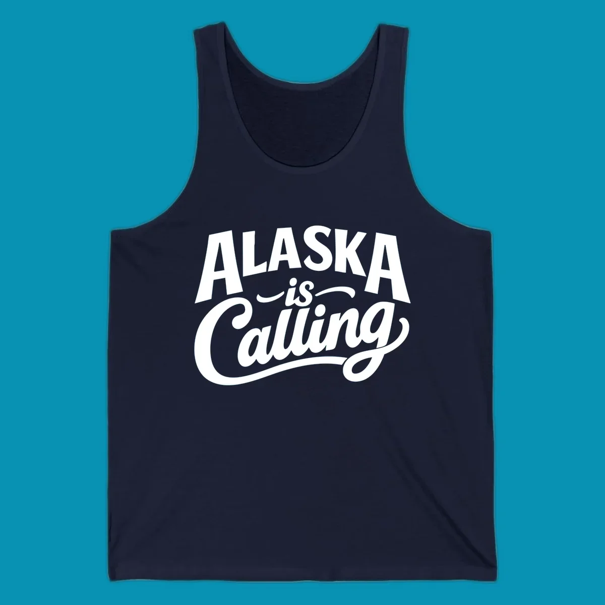 White text on a dark background reads 'ALASKA is Calling' with 'ALASKA' in a bold, blocky font and 'is Calling' in script. Primary keyword root: alaska-calling-mixed-fonts.