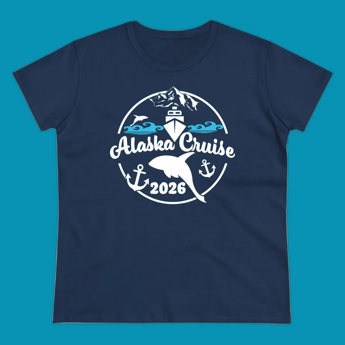 Two sets of stylized cyan ocean waves with elegant swirls, a minimalist swirling-ocean-waves design.