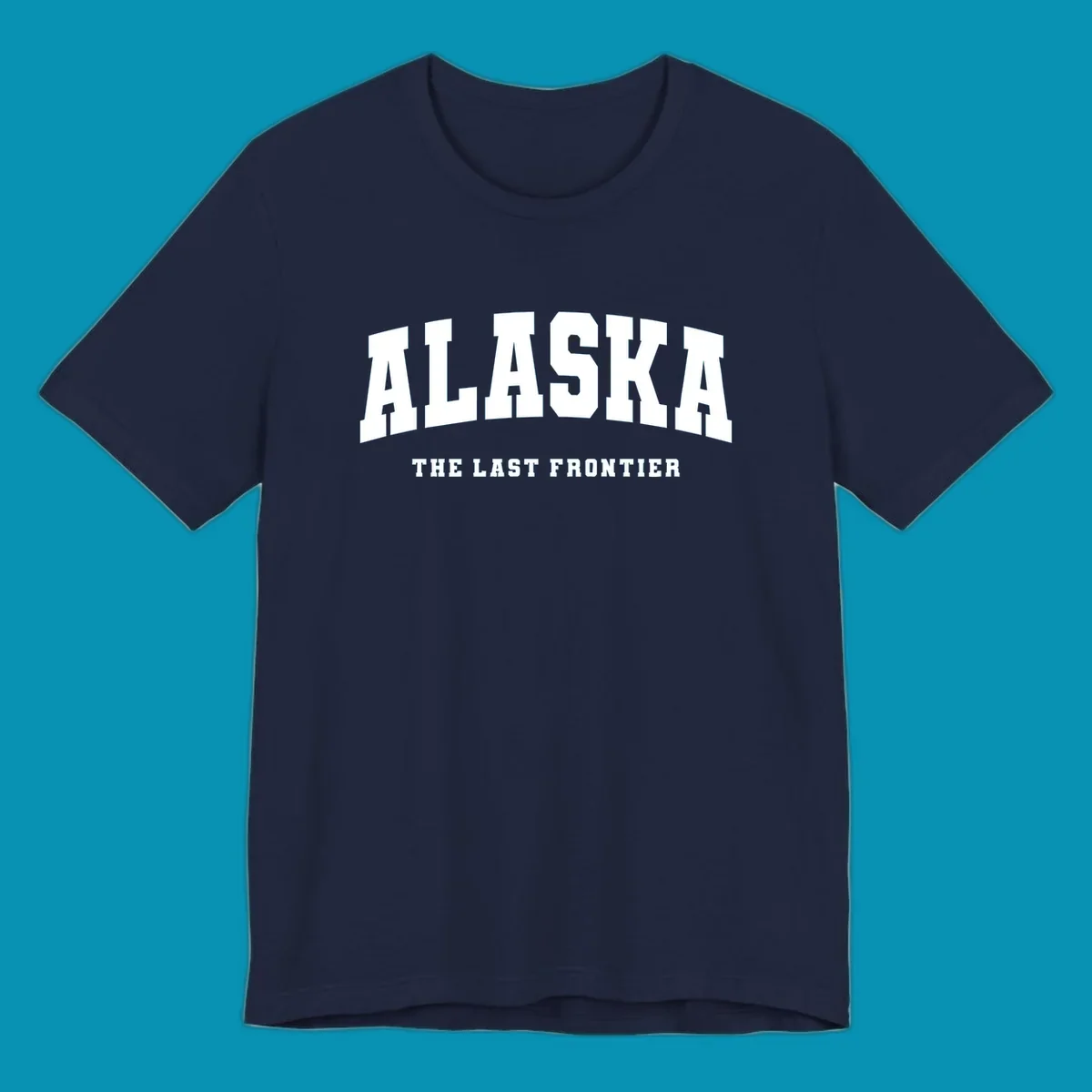 White block lettering on a black background reads 'ALASKA THE LAST FRONTIER', with 'ALASKA' larger. Design concept: alaska-last-frontier-typography.